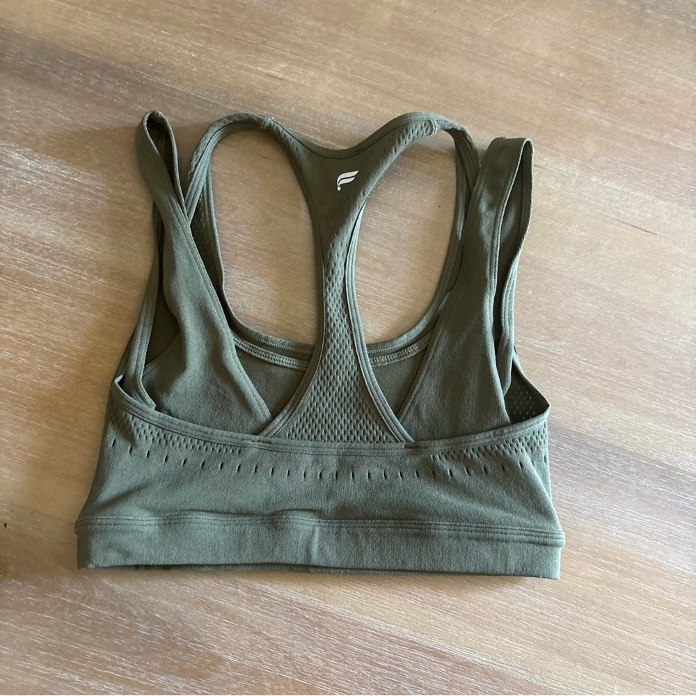 Fabletics Sculptknit Low Impact Sports Bra, Small Olive - Picture 2 of 4